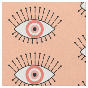 Evil Eye Muster in Korallenrosa und Weiß Stoff