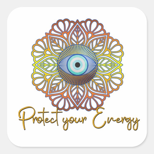 Evil Eye Mystical Celestis Third Eye Energy Quadratischer Aufkleber (Vorderseite)