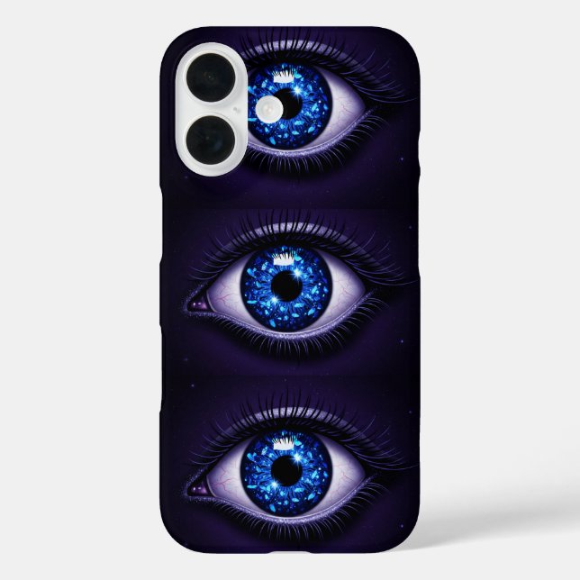 Evil Eye on Dark Glitter Canvas iPhone 16 Hülle (Rückseite)