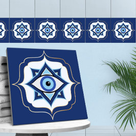 Evil Eye Ornament Marokkanischer Quatrefoil Fliese