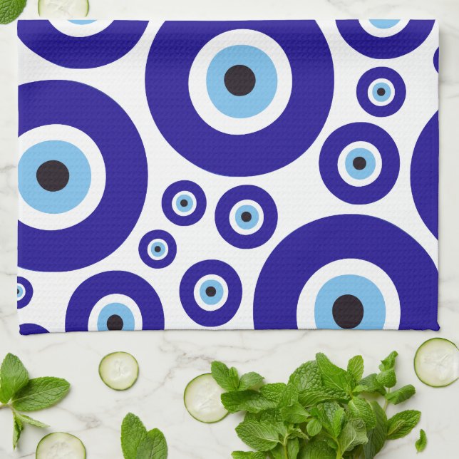 Evil Eye Pattern, Greek Eye, Turkish Eye, Nazar Geschirrtuch (Gefaltet)