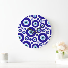 Evil Eye Pattern, Greek Eye, Turkish Eye, Nazar Große Wanduhr