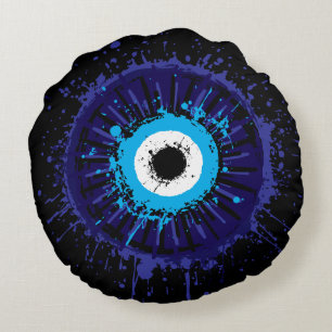 Evil Eye Protection Rundes Kissen