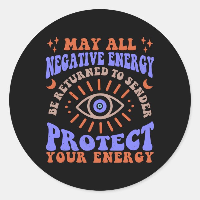 Evil Eye schützt Ihre Energie Preppy Salem s Runder Aufkleber (Vorderseite)
