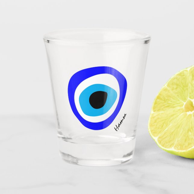 Evil Eye Talisman & Arabic Amulet /Türkisch, Griec Schnapsglas (Vorderseite)