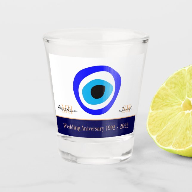 Evil Eye Talisman & Arabic Amulet /Türkisch, Griec Schnapsglas (Vorderseite)