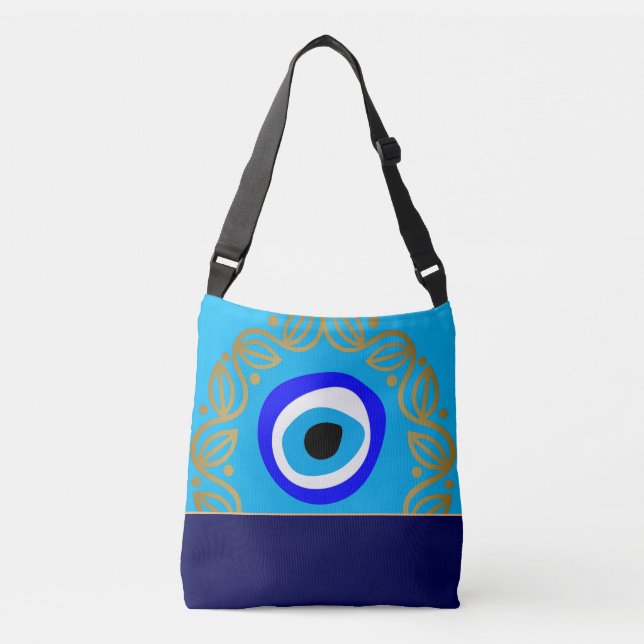 Evil Eye Talisman & Arabic Amulett / Griechischer  Tragetaschen Mit Langen Trägern (Vorderseite)