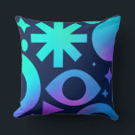 Evil Eye Throw Pillow Cosmic Teal Purple Mystical  Kissen<br><div class="desc">Bold evil eye throw pillow featuring cosmic teal purple mystical geometric design — the most powerfully symbolic and deeply extraordinary celestial home decor statement your living space has ever had the absolute pleasure of channeling! A commanding starburst asterisk in the most electrifying neon teal, a luminous all seeing eye in...</div>