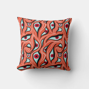 Evil Eyes Pattern - Abstrakte rote Augen auf Orang Kissen