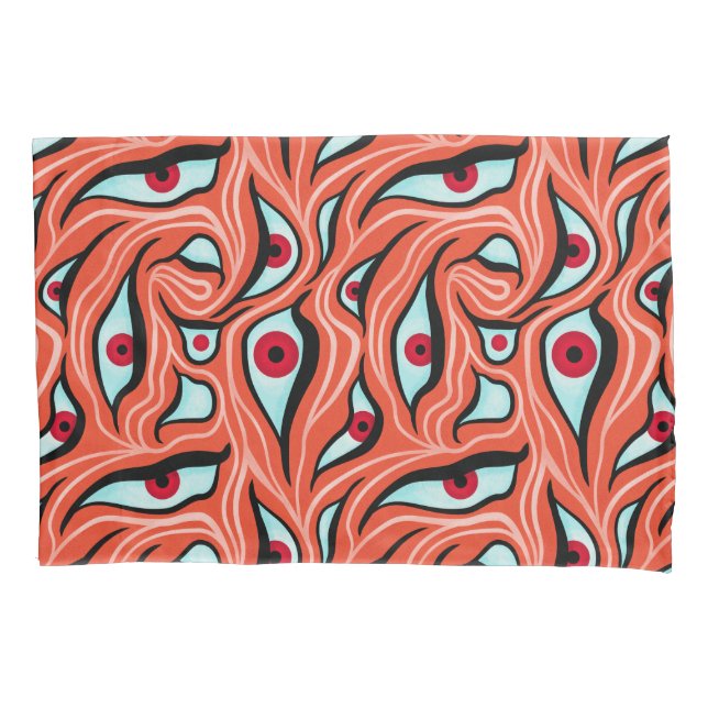 Evil Eyes Pattern - Abstrakte rote Augen auf Orang Kissenbezug (Vorderseite)