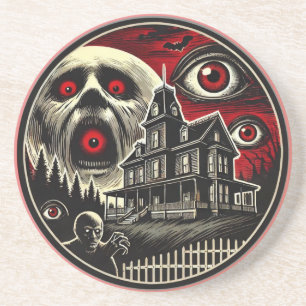 Evil Eyes Spuk House Halloween Getränkeuntersetzer