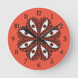 Evil eyes weird red trippy round clock runde wanduhr