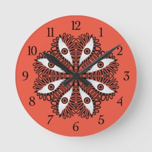 Evil eyes weird red trippy round clock runde wanduhr
