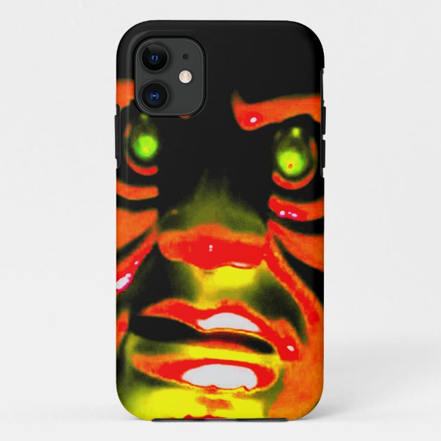 Evil Face Halloween Red Face Beängstigende grüne A Case-Mate iPhone Hülle (Rückseite)