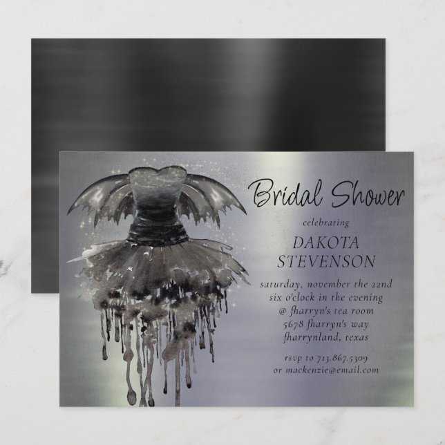 Evil Fairy Gown | Gothic Black Vampy Rock Sheen Einladung (Vorne/Hinten)