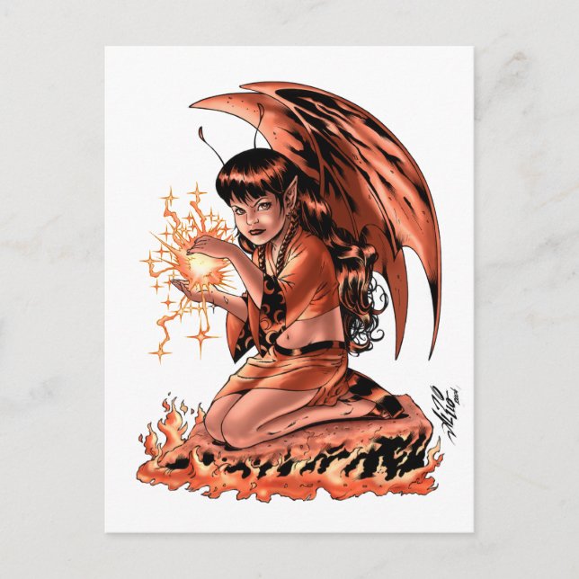Evil Fairy macht Magie von Al Rio Postkarte (Vorderseite)
