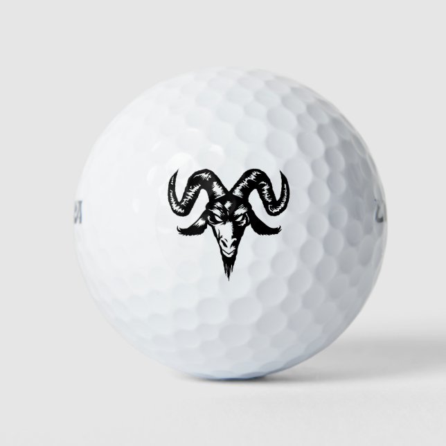 Evil Goat Head (schwarz) Golfball (Vorderseite)