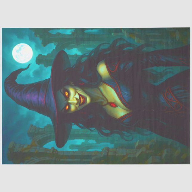 Evil Gothic Hexe Gleuch Augen - Spuk Halloween Seidenpapier (Vorderseite)
