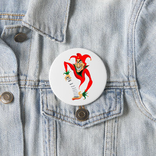 Evil Grinning Jester Joker mit Jack-in-the-Box Button