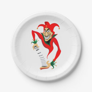 Evil Grinning Jester Joker mit Jack-in-the-Box Pappteller