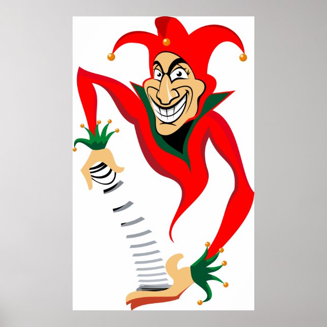Evil Grinning Jester Joker mit Jack-in-the-Box Poster (Vorne)