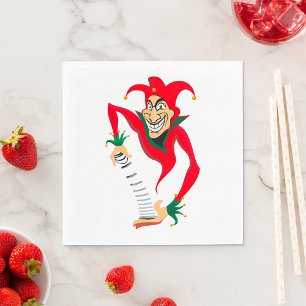 Evil Grinning Jester Joker mit Jack-in-the-Box Serviette