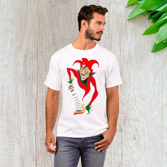 Evil Grinning Jester Joker mit Jack-in-the-Box T-Shirt (Von Creator hochgeladen)