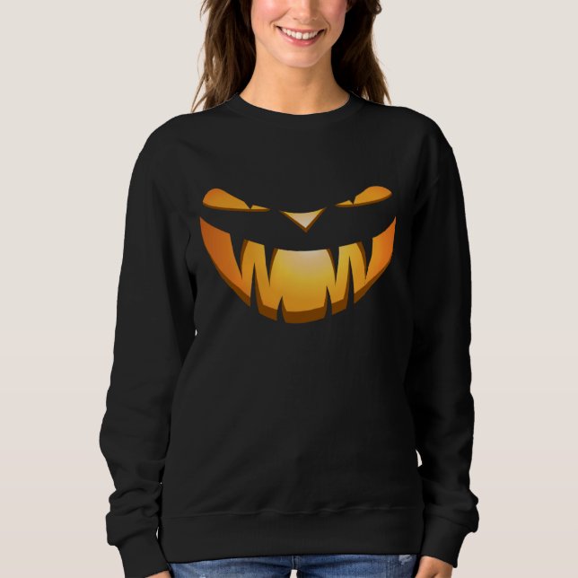 Evil Jack O Lantern Pumpkin w Vampire Fangs for Ha Sweatshirt (Vorderseite)