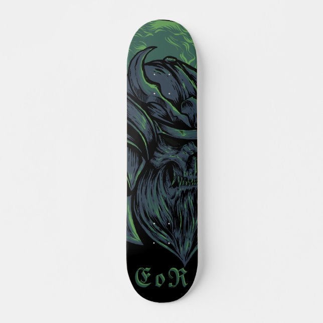 Evil Japan Samurai Skull hand drawn Skateboard (Vorne)