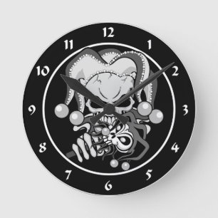 Evil Jester Skull Runde Wanduhr