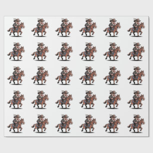 EVIL Krampus Christmas Cowboy Horse Western Xmas Geschenkpapier