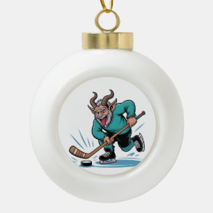 Evil Krampus Eishockey Weihnachtssport Keramik Kugel-Ornament