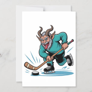 Evil Krampus Eishockey Weihnachtssport Magneteinladung
