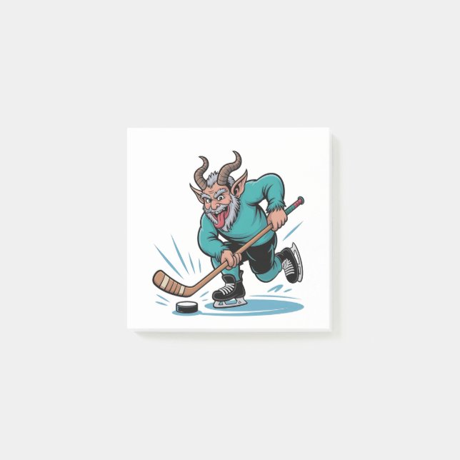 Evil Krampus Eishockey Weihnachtssport Post-it Klebezettel (Vorderseite)