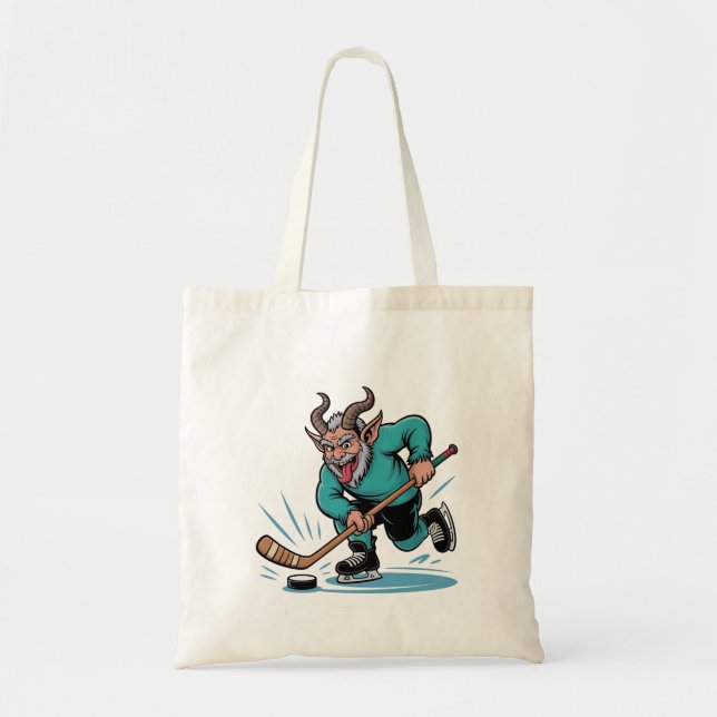 Evil Krampus Eishockey Weihnachtssport Tragetasche (Vorne)