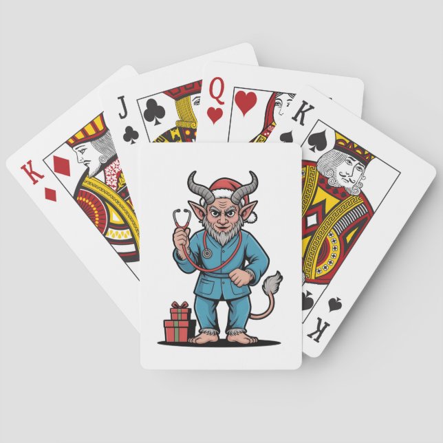 Evil Krampus Nurse Scrubs Pflege Weihnachten Spielkarten (Rückseite)