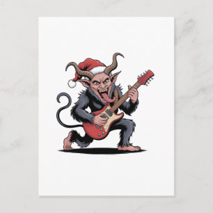 Evil Krampus spielt Gitarre Electric Music Xmas Ankündigungspostkarte