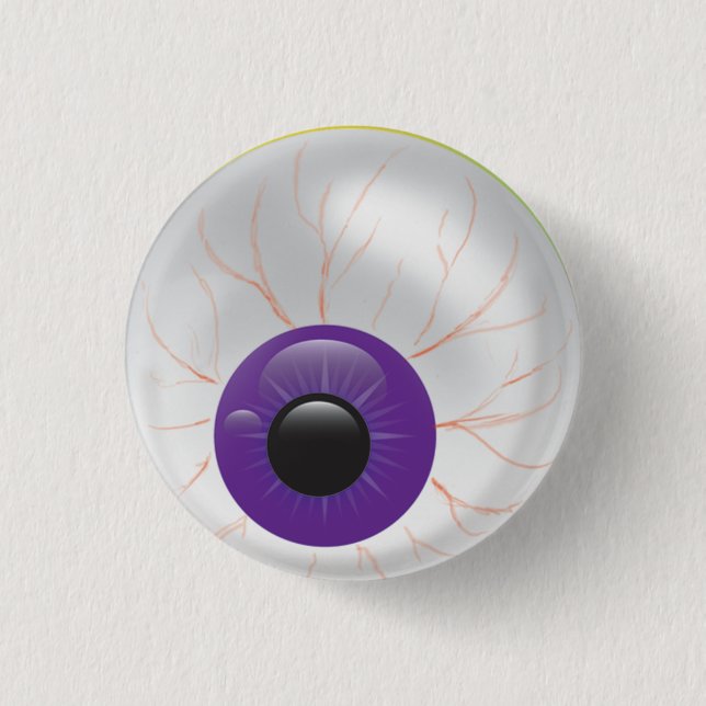 Evil Lila Zombie 3D Augustin Halloween Eyeball Button (Vorderseite)