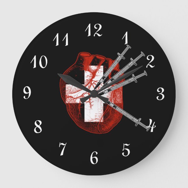 Evil Nurse Heart Große Wanduhr (Vorderseite)