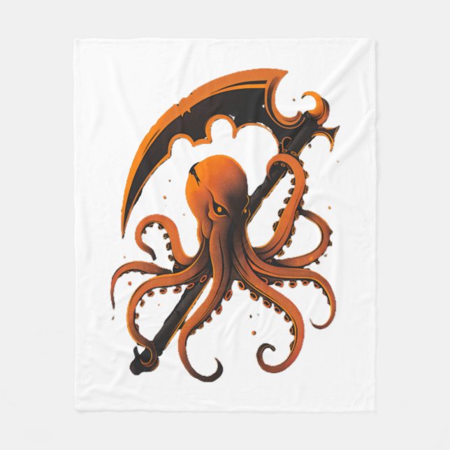 Evil Octopus Halloween Sticker und Shirt Fleecedecke (Vorderseite)