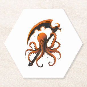 Evil Octopus Halloween Sticker und Shirt Untersetzer