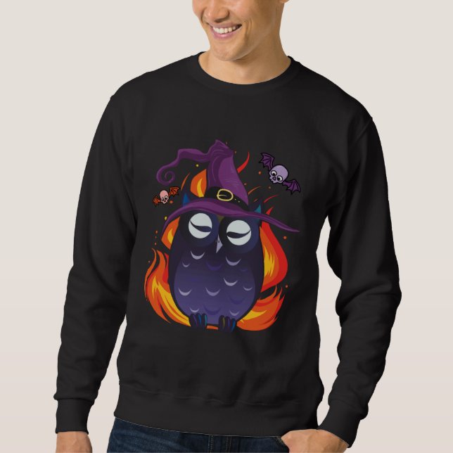 Evil Owl Witch Scary Owl Lover Halloween Sweatshirt (Vorderseite)