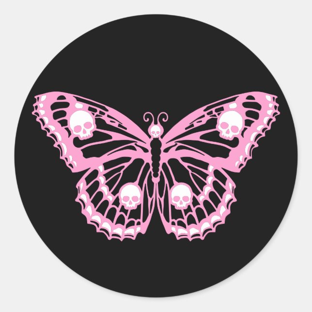 Evil Pink Butterfly Runder Aufkleber (Vorderseite)
