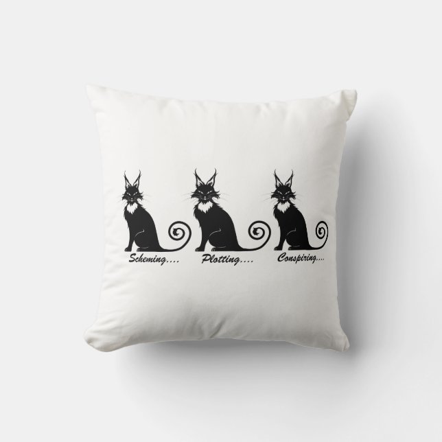 Evil Plotting Cat Trio Kissen (Vorderseite)