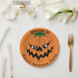 Evil Pumpkin Creepy Halloween-Party Pappteller