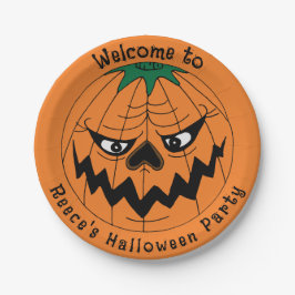 Evil Pumpkin Creepy Halloween-Party Pappteller