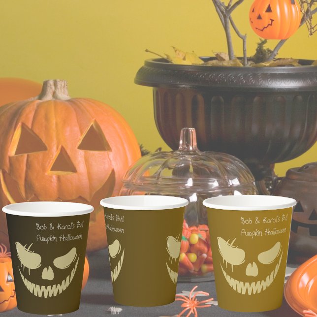 Evil Pumpkin Lmile Halloween-Party Paper Cups Pappbecher (Evil Pumpkin Smile Halloween Party Paper Cups)