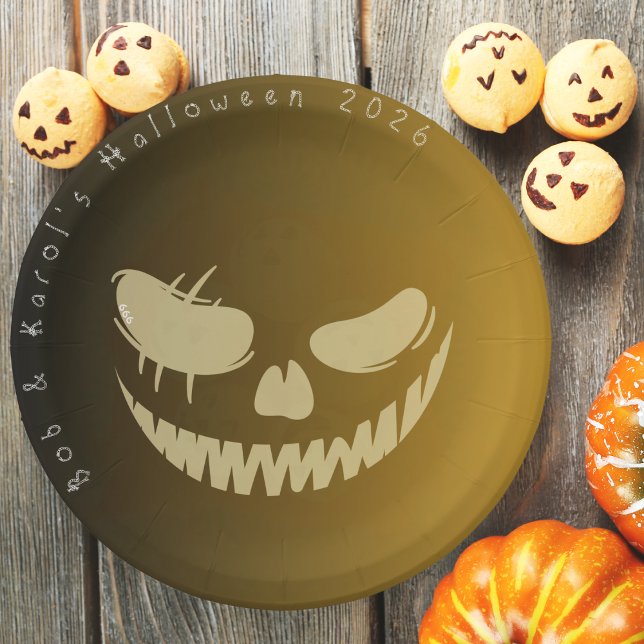 Evil Pumpkin Lmile Halloween-Party Paper Teller (Evil Pumpkin Smile Halloween Party Paper Plates)