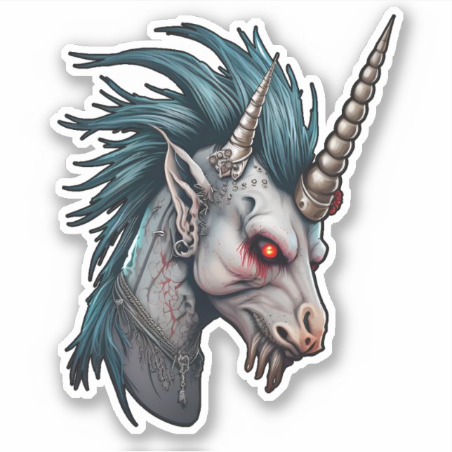 Evil Punk Unicorn Aufkleber (Vorderseite)
