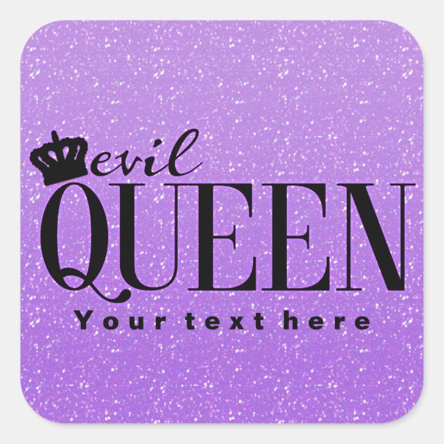 EVIL QUEEN Lila Glitzer Glam Gastgeschenk Aufklebe Quadratischer Aufkleber (Vorderseite)